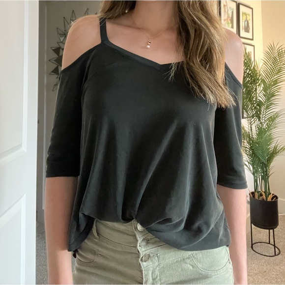 Sienna Sky Tops - Black Cut Out Shoulder Blouse